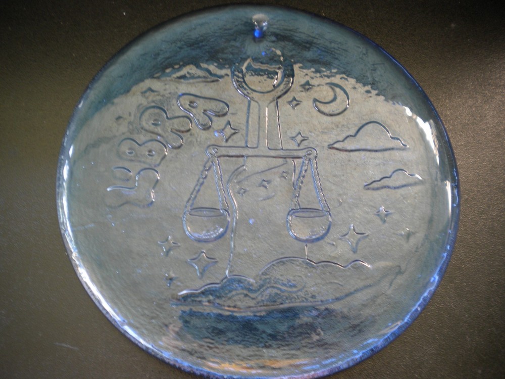 Blenko Glass Suncatcher - Libra - Denim Blue