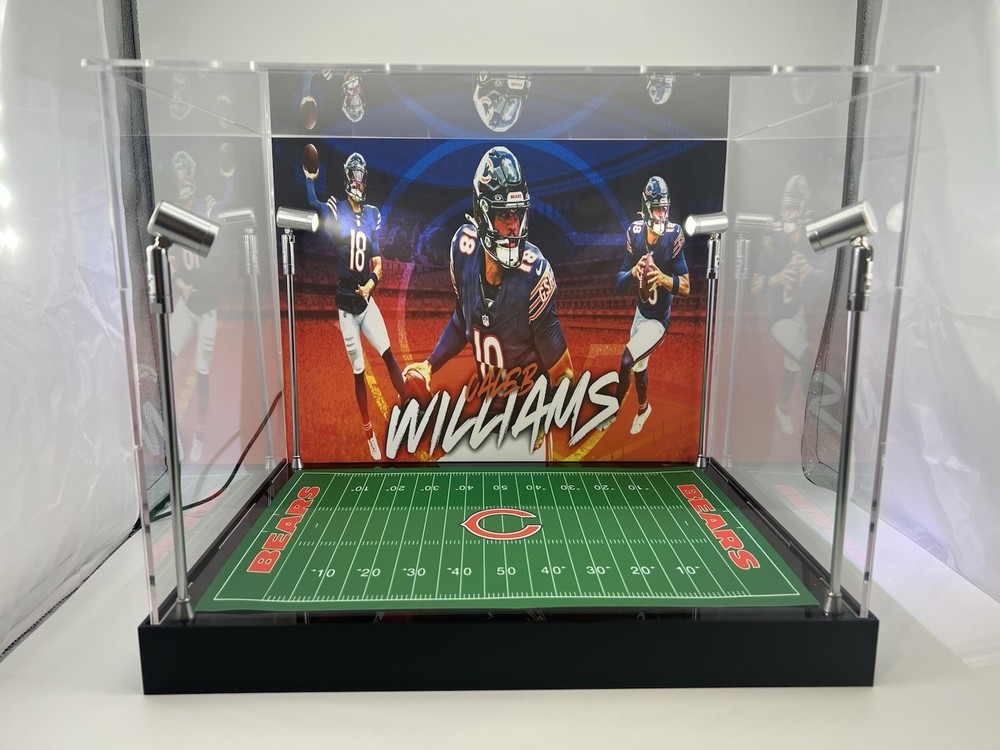 Caleb Williams Custom Full Size Helmet Display With LED Lights - Bears
