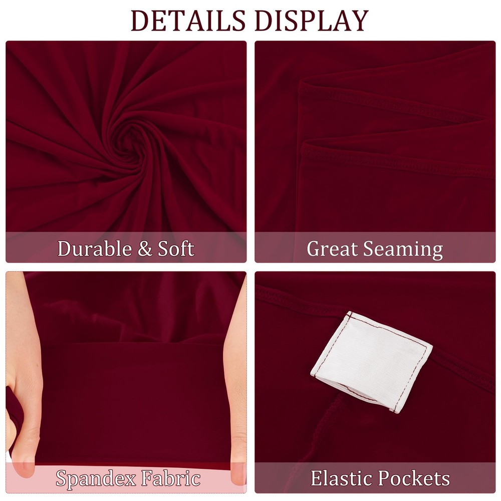 6 Pack 6FT Spandex Table Covers Washable Resistant Fitted Rectangle Tableclot...