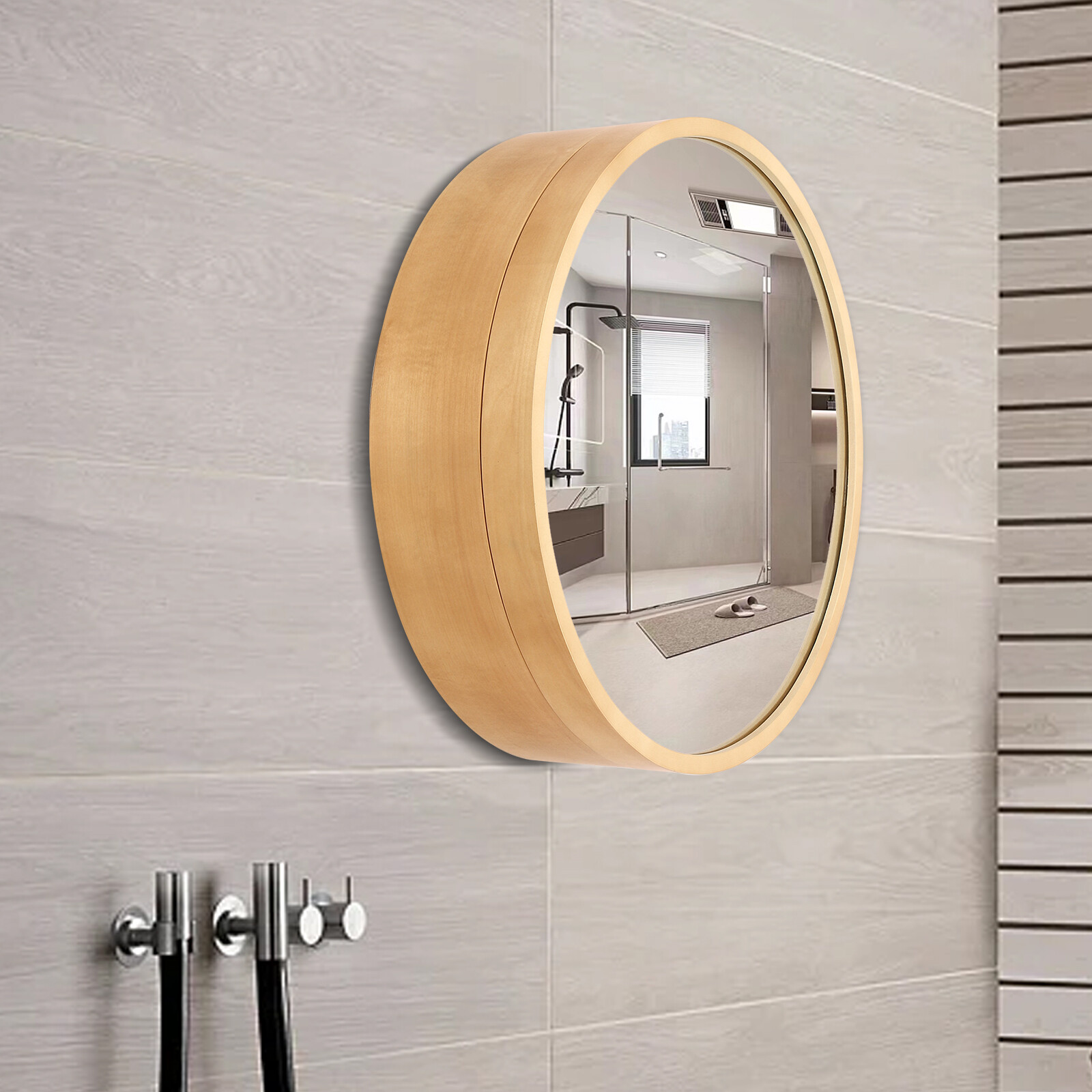 Mirror Cabinet Round Bathroom Mirror Cabinet with Hidden Storage Wall-mounted