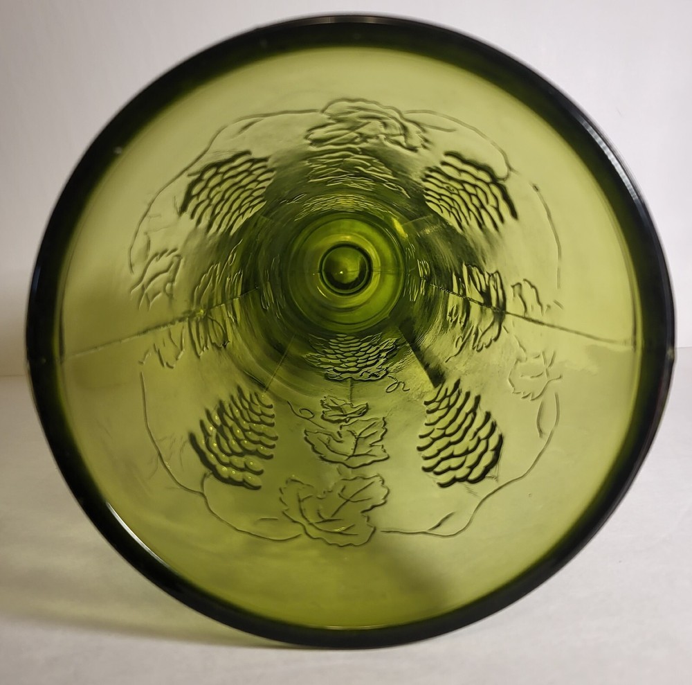 Vintage Embossed Grape Emerald Green Vase