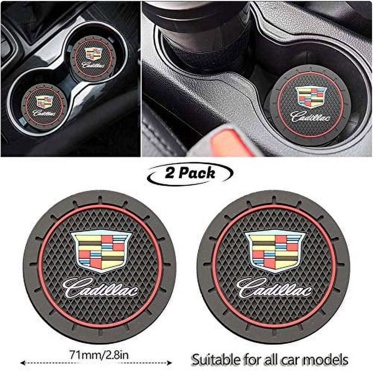 COASTER 2PC 2.75'' SILICONE CAR CUP HOLDER AUTO INSERT FOR CADILLAC - US SELLER