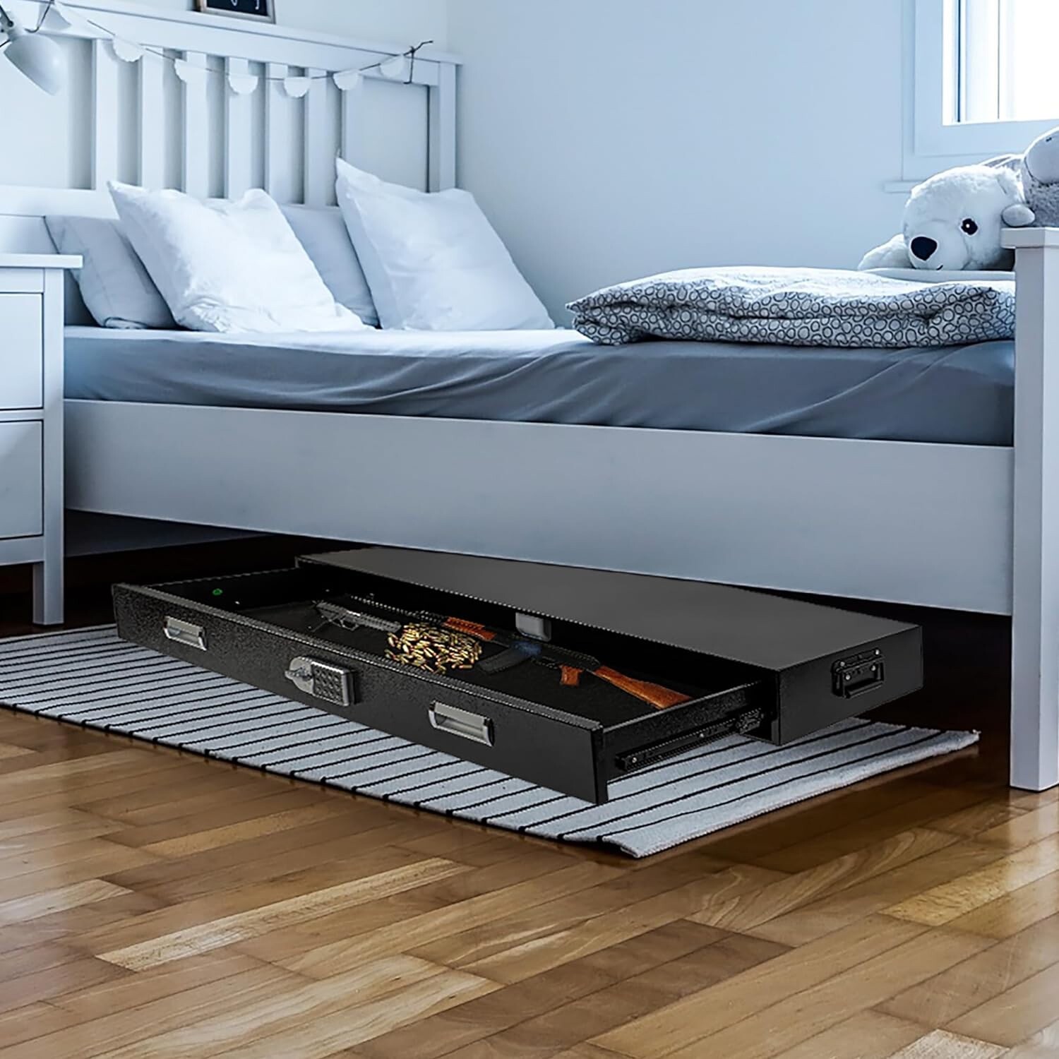 Under Bed Safe Drawer - Long Storage Case for Car Trunk
