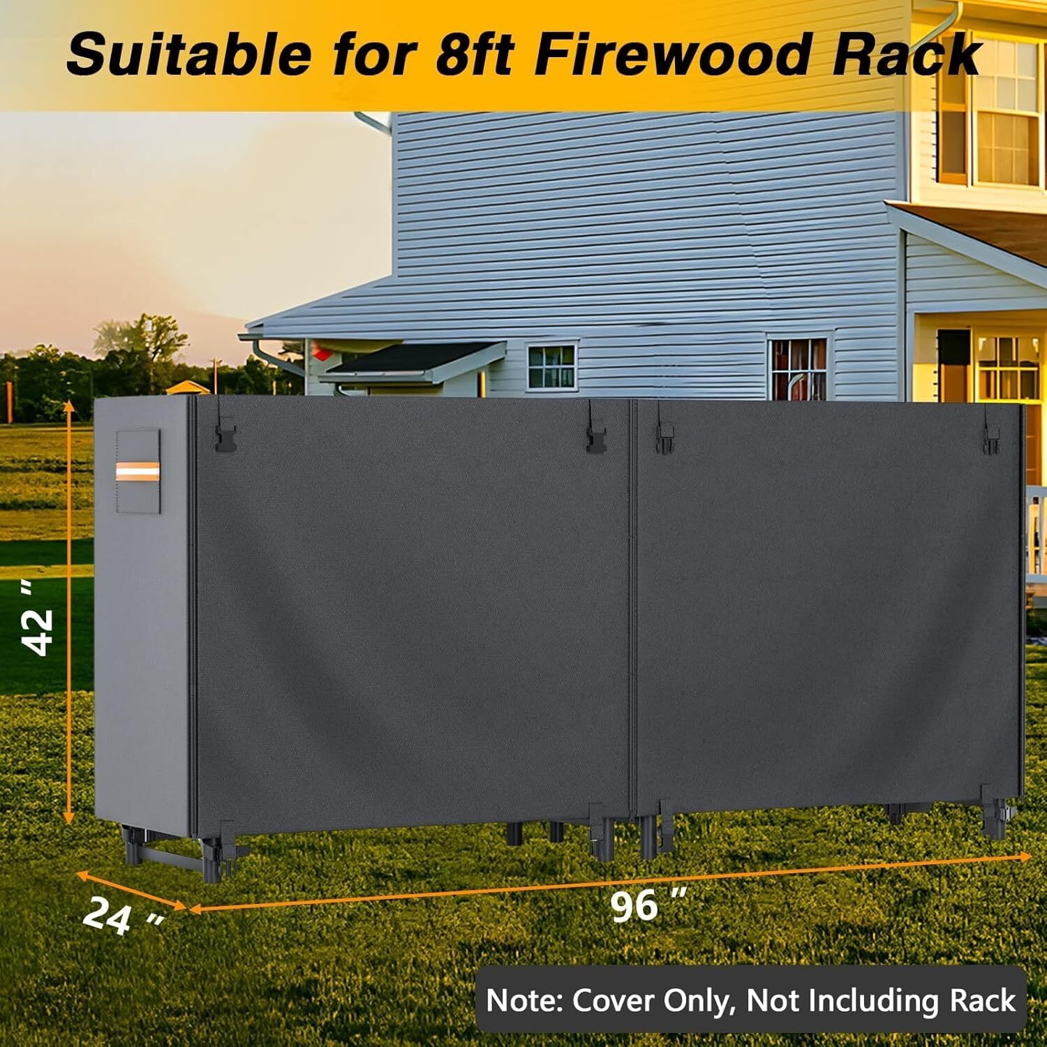 1x 8ft Firewood Log Rack Cover for Waterproof Wood Storage Holder Outdoor 420D