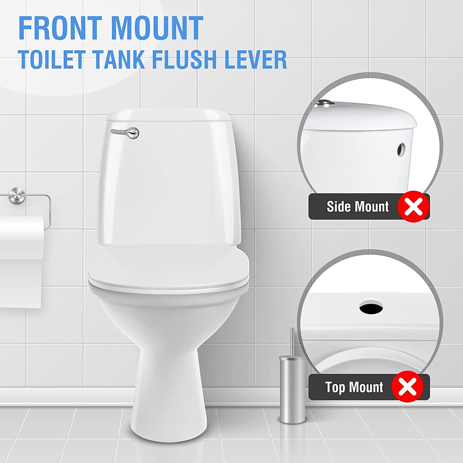 Universal Toilet Tank Flush Lever Chrome Toilet Wrench Handle Fit Most Toilet 1X