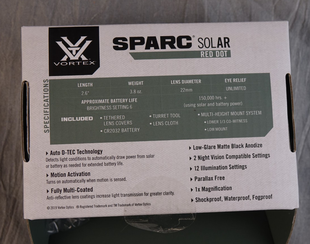 Vortex SPARC Solar 2 MOA Red Dot Sight