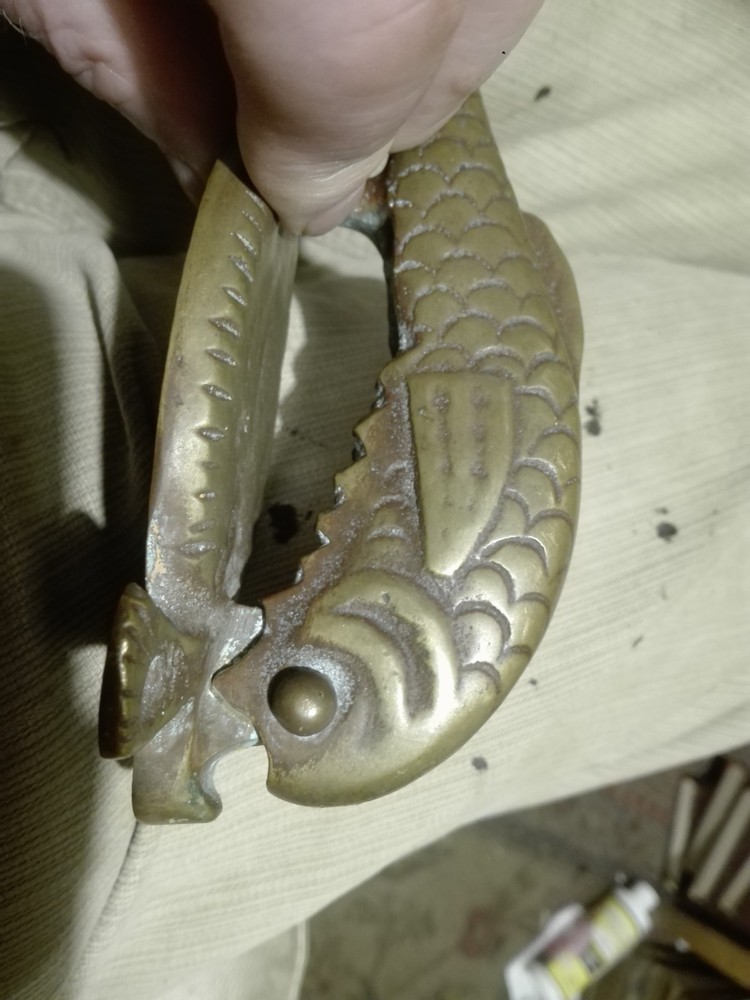 RARE - Antique Front Door Knocker BRASS FISH