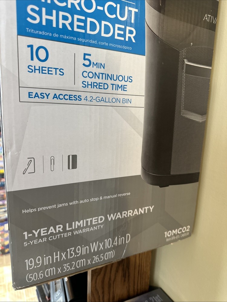 Ativa Maximum Security Micro-Cut Shredder 10MCO2