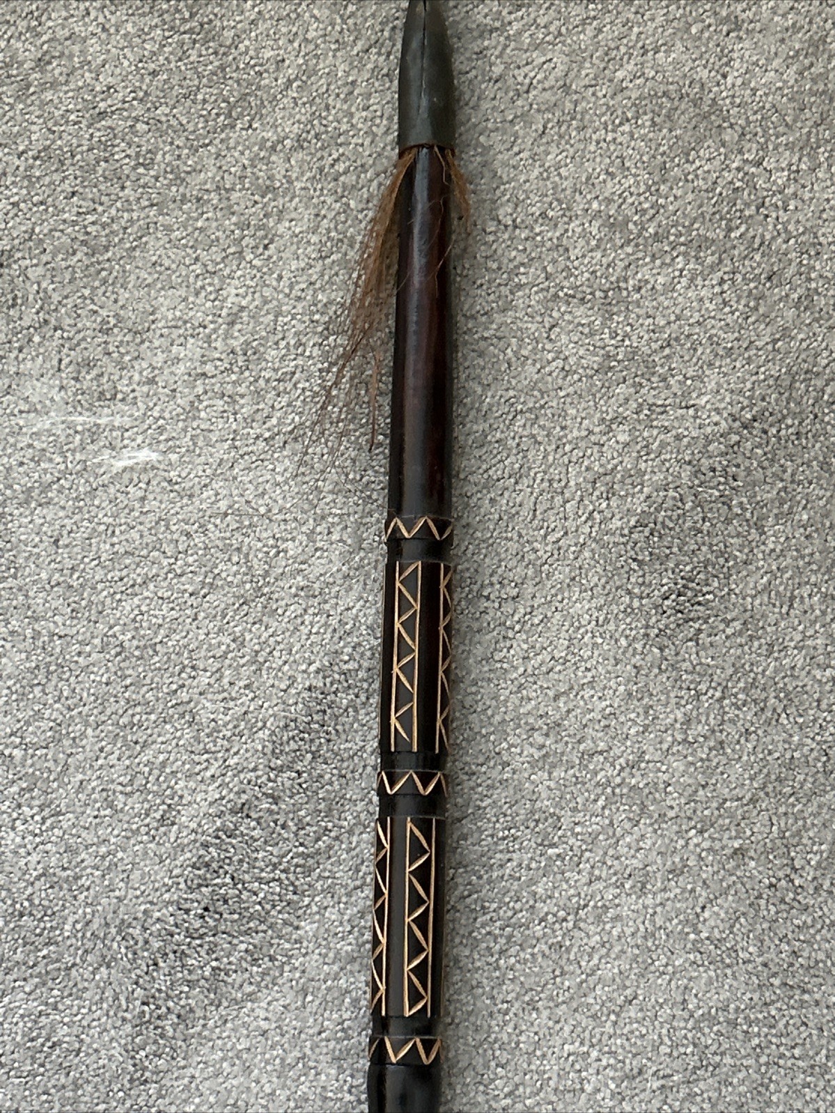 Vintage African Wood & Metal Hand Carved Spear 59”