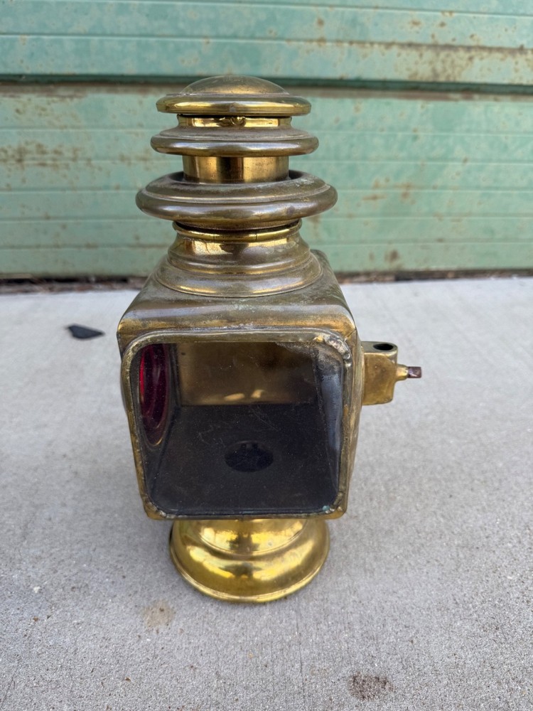 #837 ANTIQUE AUTO CARRIGE SOLID BRASS LANTERN - "GRAY & DAVIS"
