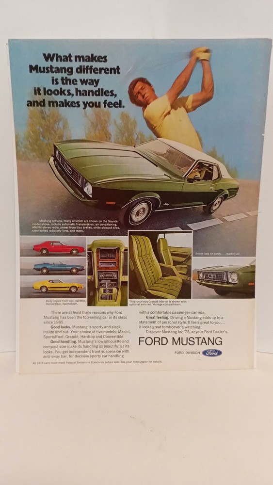 1972 FORD MUSTANG 1973     10X8  ORIGINAL - PRINT AD L2