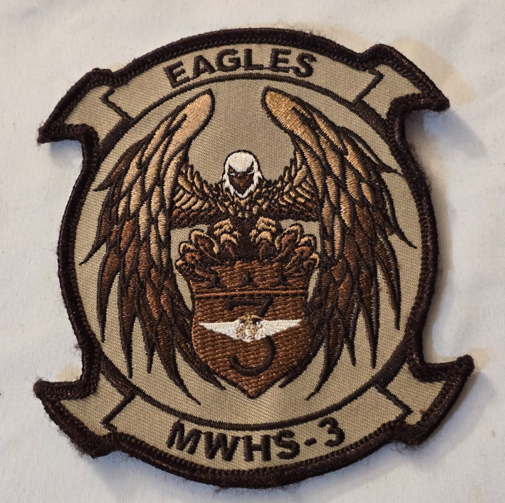 USMC MWHS-3 Eagles Self Attaching Desert Tan Flight Suit Patch