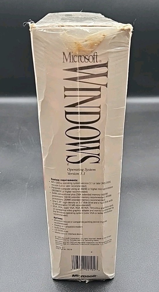 Microsoft Windows Version 3.1 Upgrade Edition Windows 3.0 Or 2.X Users NEW NOS