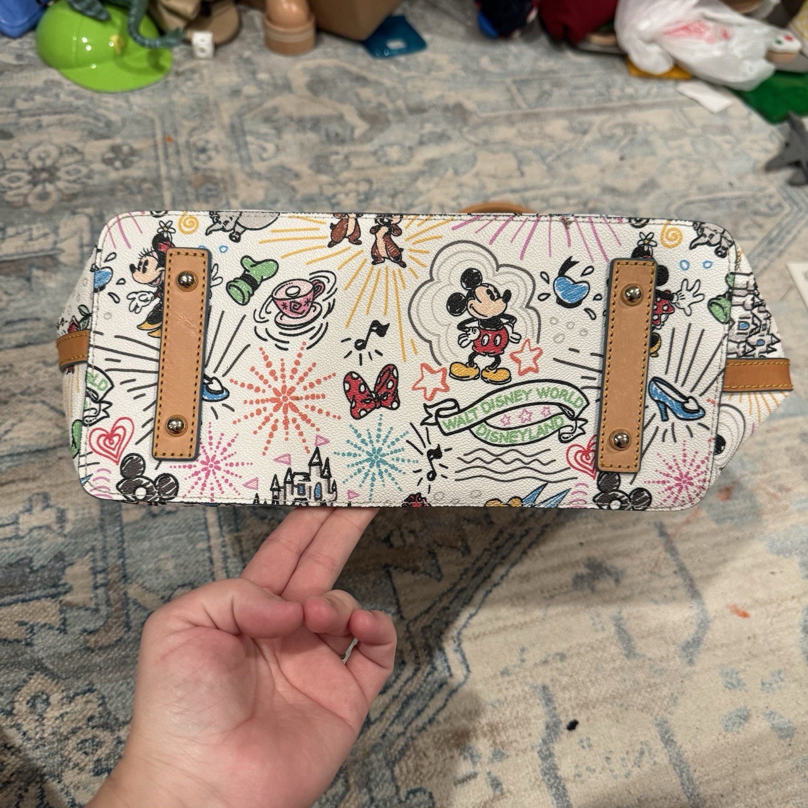 Dooney & Bourke Disney Sketch Mickey & Minnie Mouse Castle Handle Tote Bag Purse