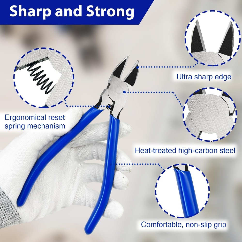2 Pack Wire Cutters Set, 6" and 5" Ultra Sharp Flush Cutters, Carbon St