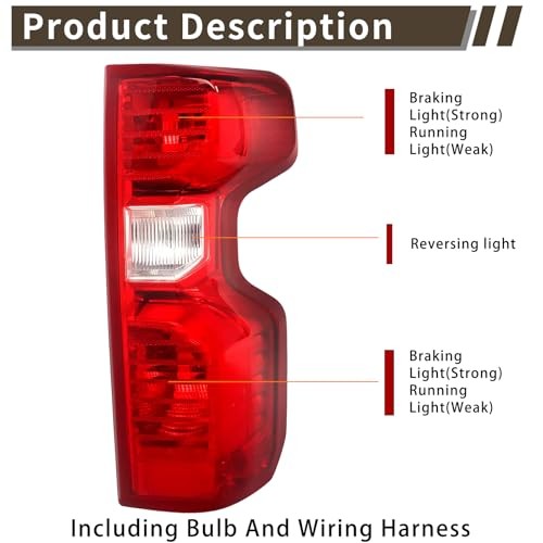 Tail Light Assembly Compatible With 2019-2024 Right Passenger Side Halogen Type