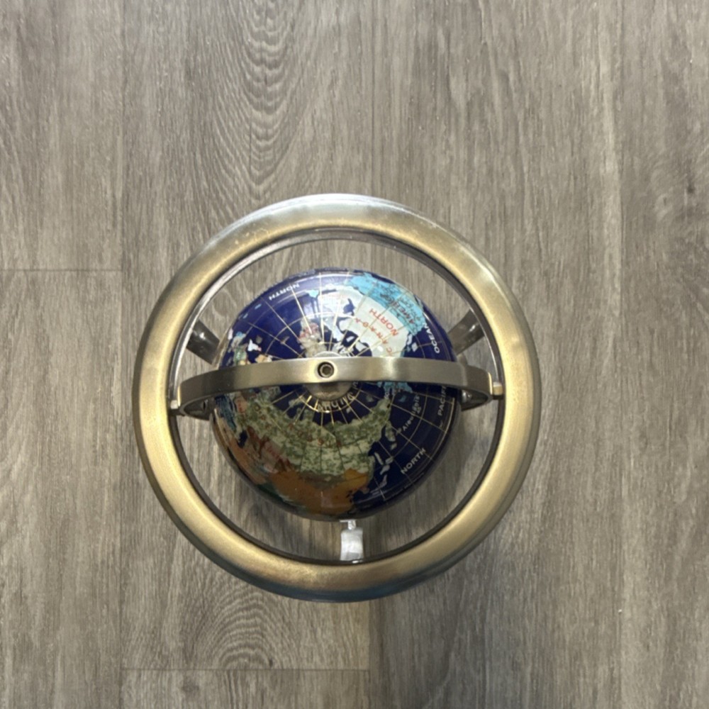 Vintage Decorative Tabletop Globe Metal Base Rotating .