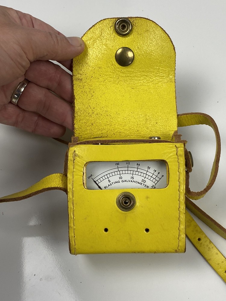 Vtg Yellow Bitronics PD3 +leather case-Blasting Galvanometer-Pennsylvania Mining