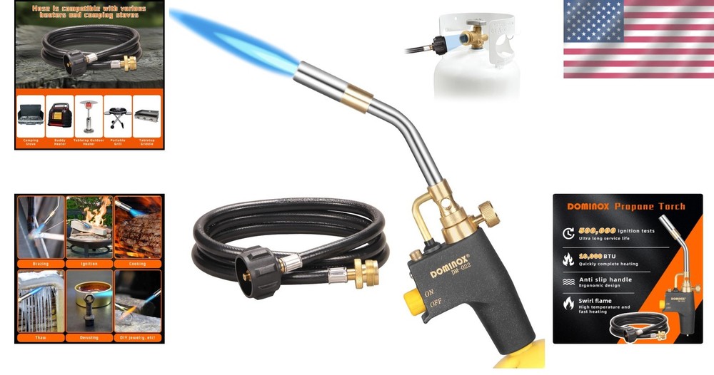 Compact Propane Torch with 5FT Hose - Efficient and Easy Ignition for All Tasks
