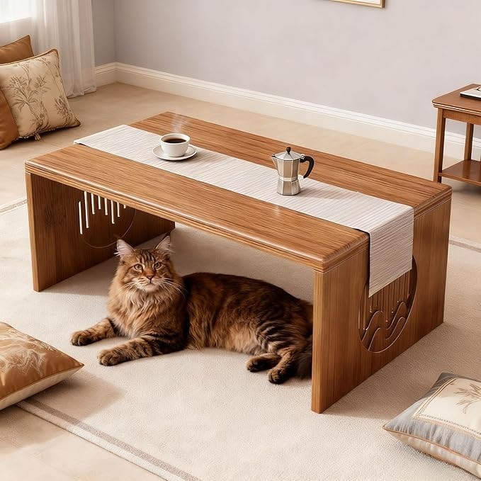 Japanese Foldable Floor Table Solid Wood Coffee Table Compact Design