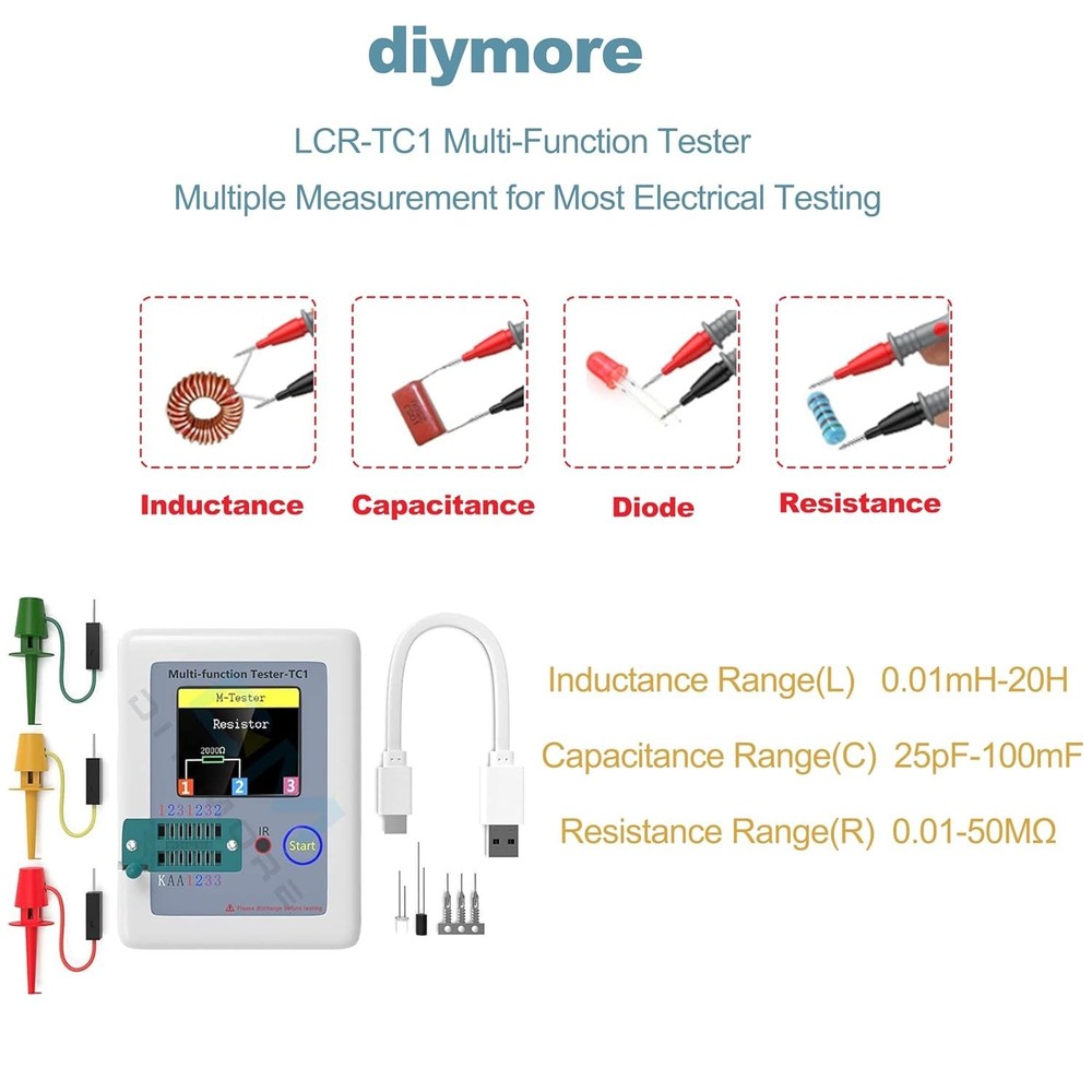 Capacitor and Transistor Meter with Lithium Battery and Auto Shut-Down Feature