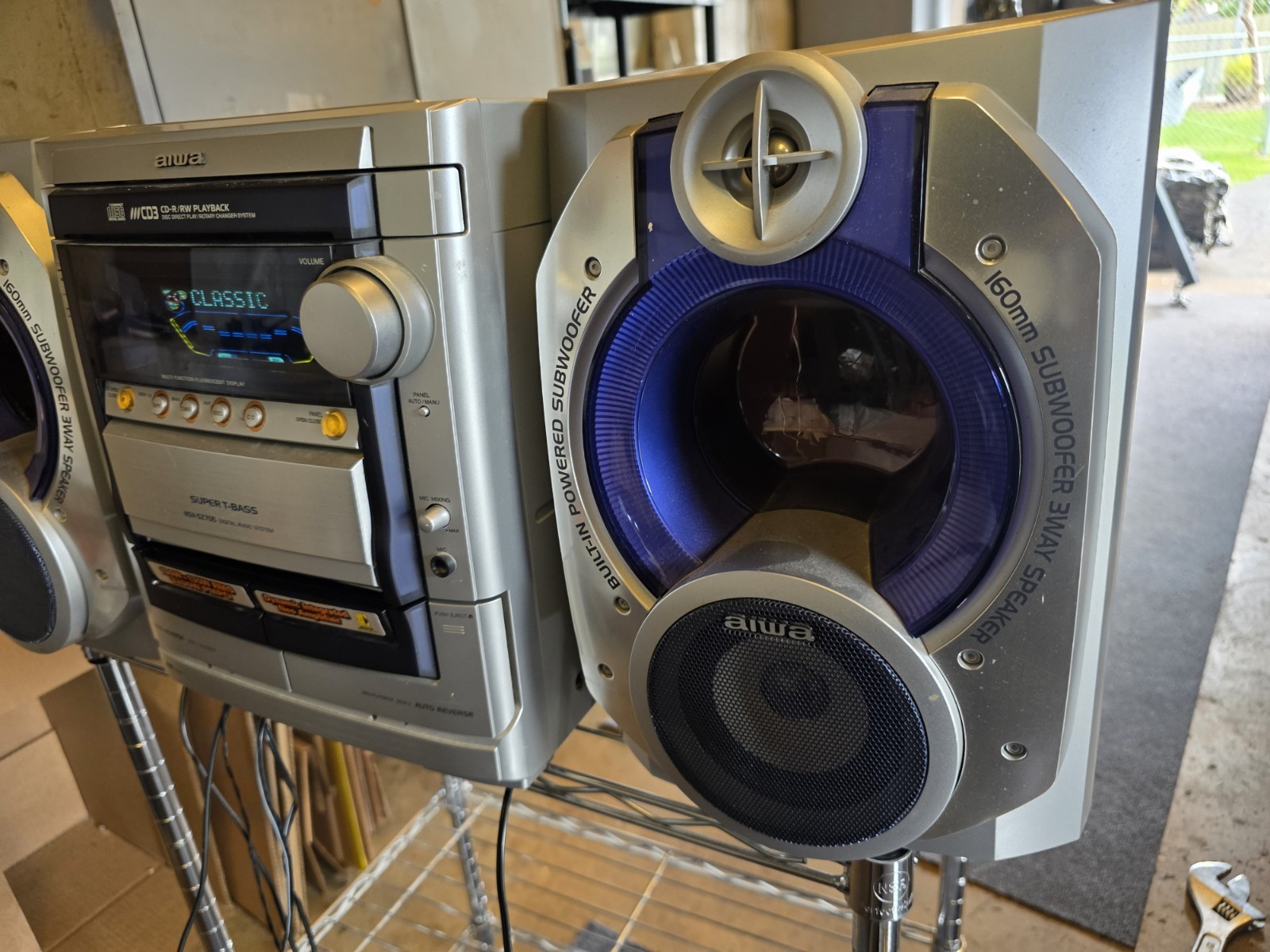 AIWA CX-NSZ705HT Compact Stereo System w/ Dual Powered Subwoofers – AM/FM Works