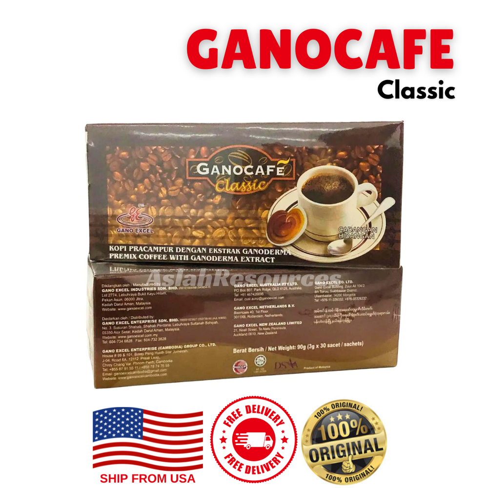 2boxes Gano Excel GanoCafe Classic Ganoderma Premix Coffee 60Sachets ShipFrom US