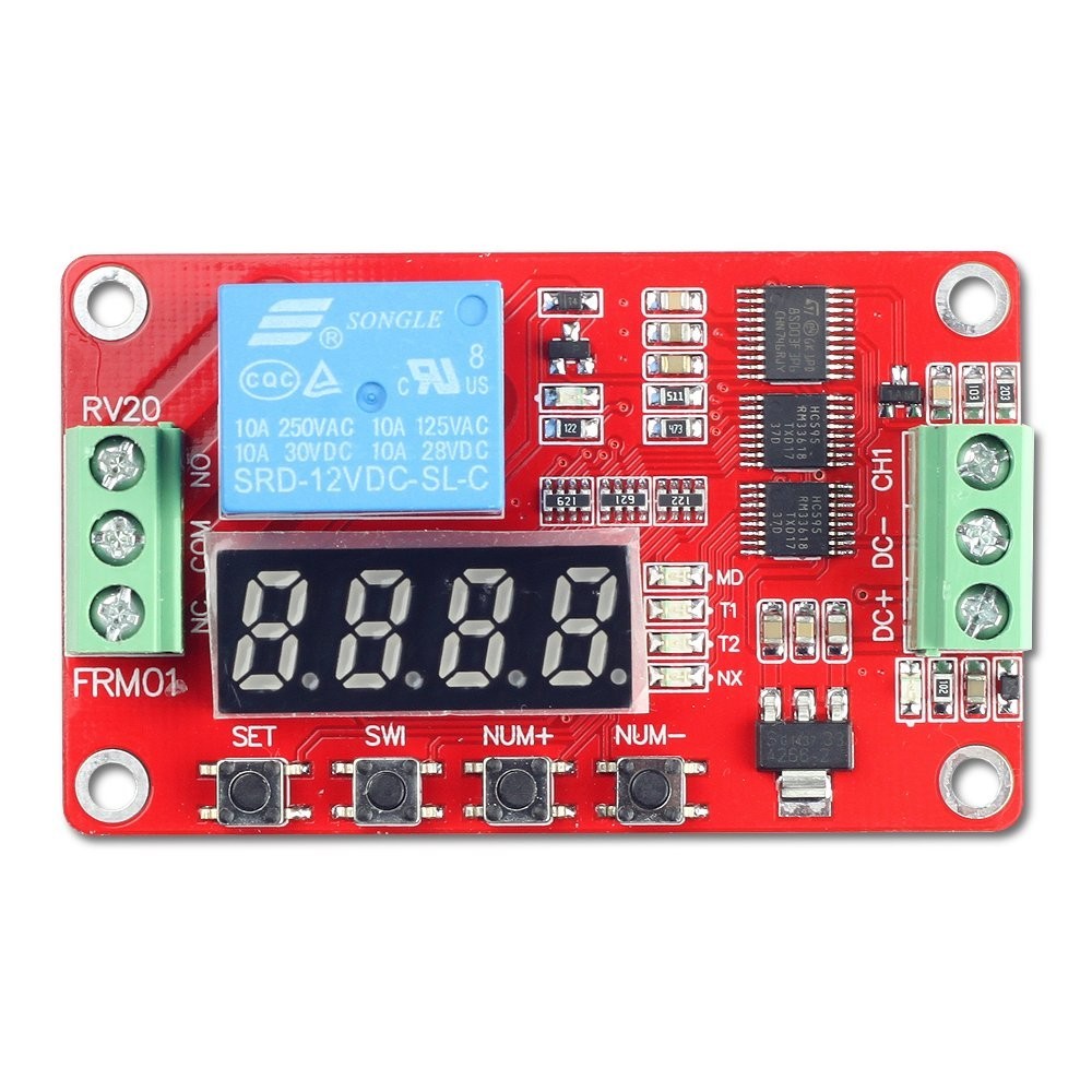 12V Programmable Timer Relay Module 18 Delay Modes Auto Control LED Display