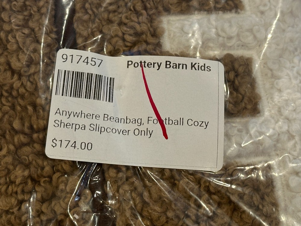 Pottery Barn Kids Anywhere Beanbag Football Cozy Sherpa Slipcover Only New