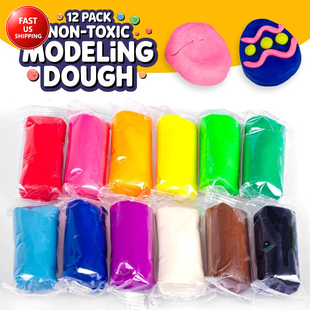 12-Pack Prefilled Easter Eggs with Modeling Dough & Easter-Shaped Cutters, Non-C