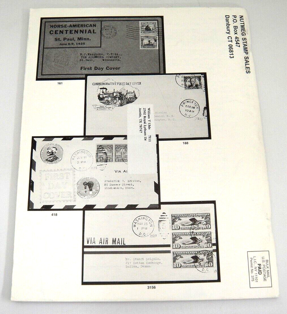 Nutmeg Stamp Auction Catalog 1997 Sale #2 First Day Covers