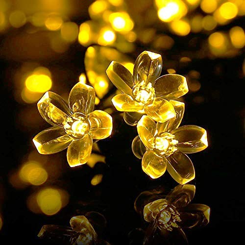 Outdoor Solar String Lights, Flower String Lights, 50LED Cherry Warm White