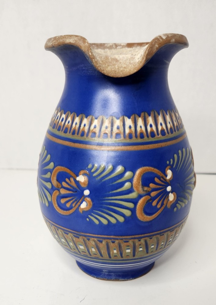 Blue Tellingsted Folklore Pitcher/Vase From Germany