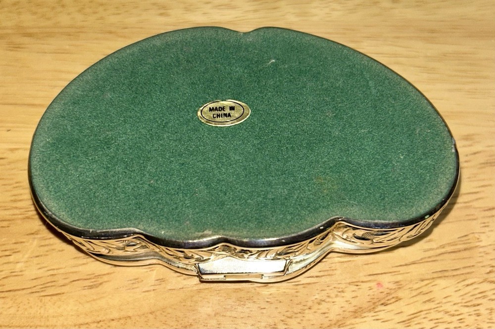 VINTAGE Godinger Double Heart Silver Plated Jewelry Trinket Box Velvet Lined