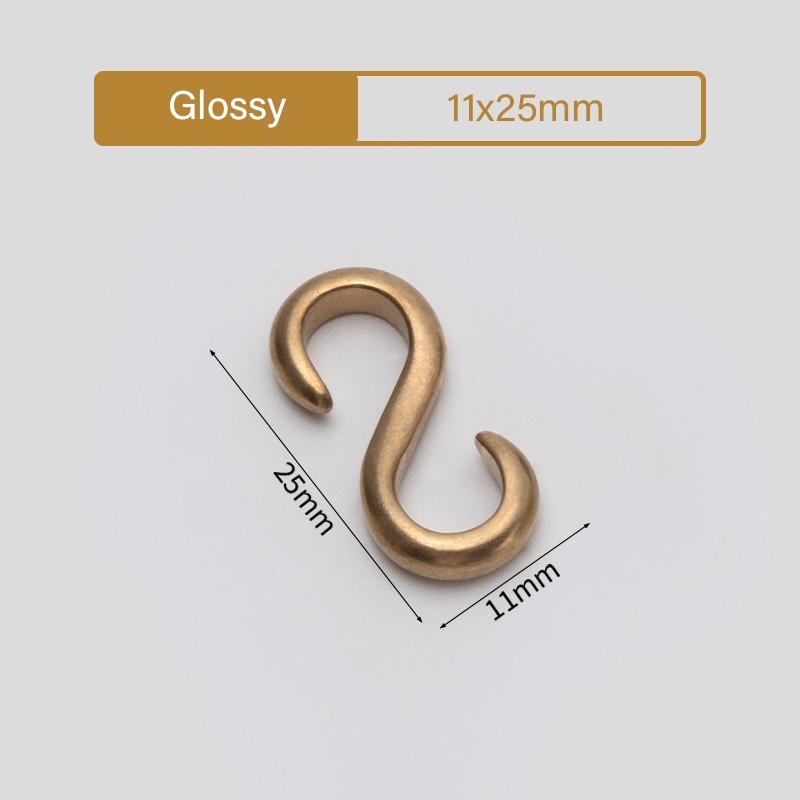 Solid Brass S Shape Hook Key Ring Belt Double head Buckle for Wallet Key Chain