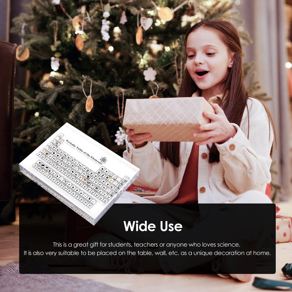 "8-Inch Acrylic Periodic Table Display with 83 Real Element Samples for Science"