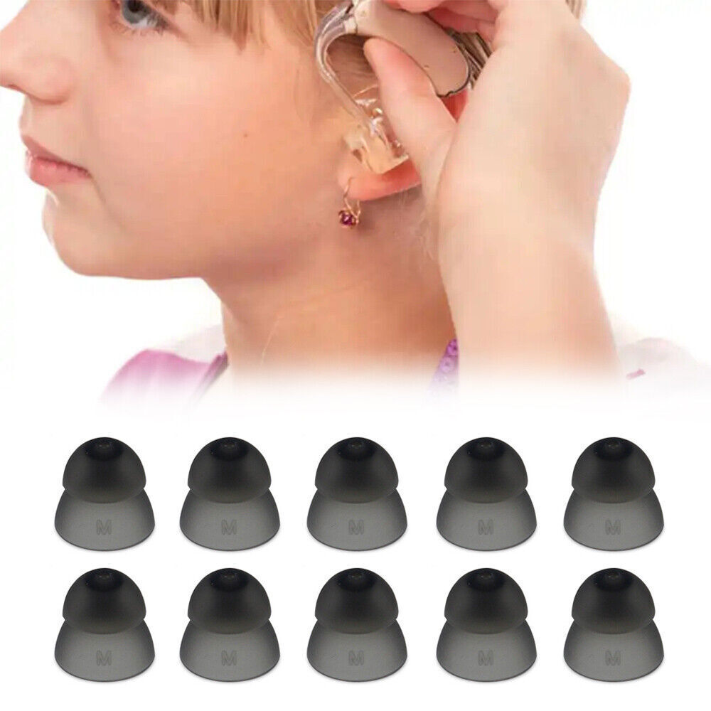 20Pcs Closed Fit Hearing Aid Domes Earplug Silicone Double Layer Eartips Replace