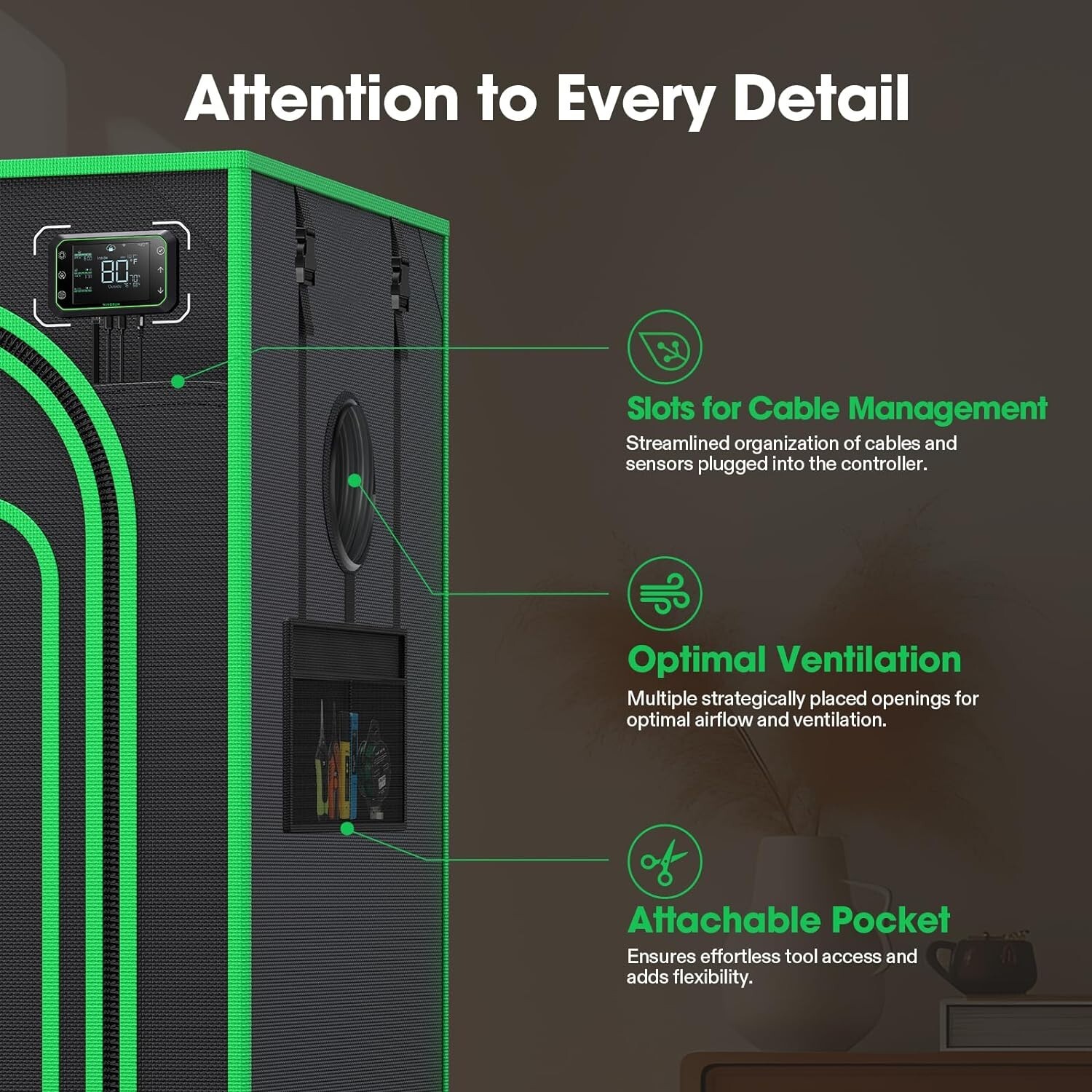 VIVOSUN P448 4x4 Grow Tent 48"x48"x80" ,High Reflective Mylar, 2000D Oxford canv
