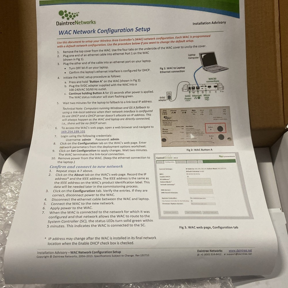 Daintree Networks WAC50 Wireless Area Controller