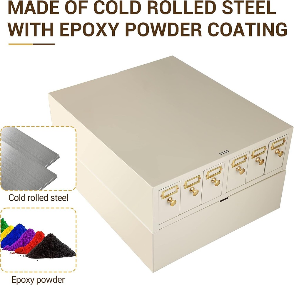 Microscope Slide Stackable Storage Cabinet, 6-Drawer, Metal, Stackable, Tan US