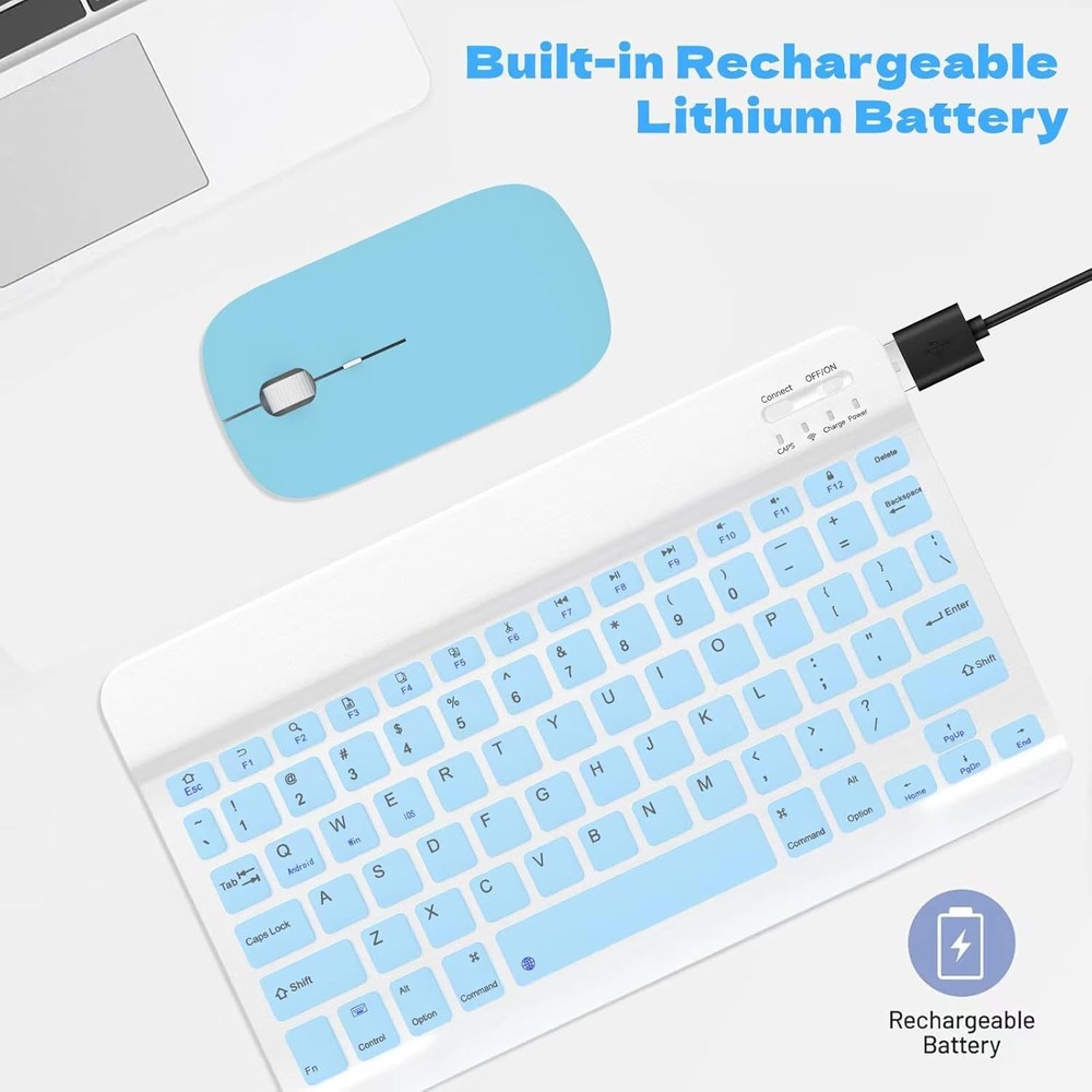 Bluetooth Keyboard and Mouse Combo Qwert Layout Universal Ultra Slim Wireless