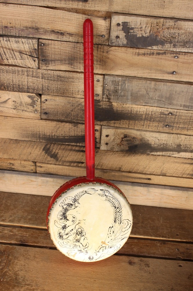 Vintage Two Sided Hand Drum, Dragons  #R3735