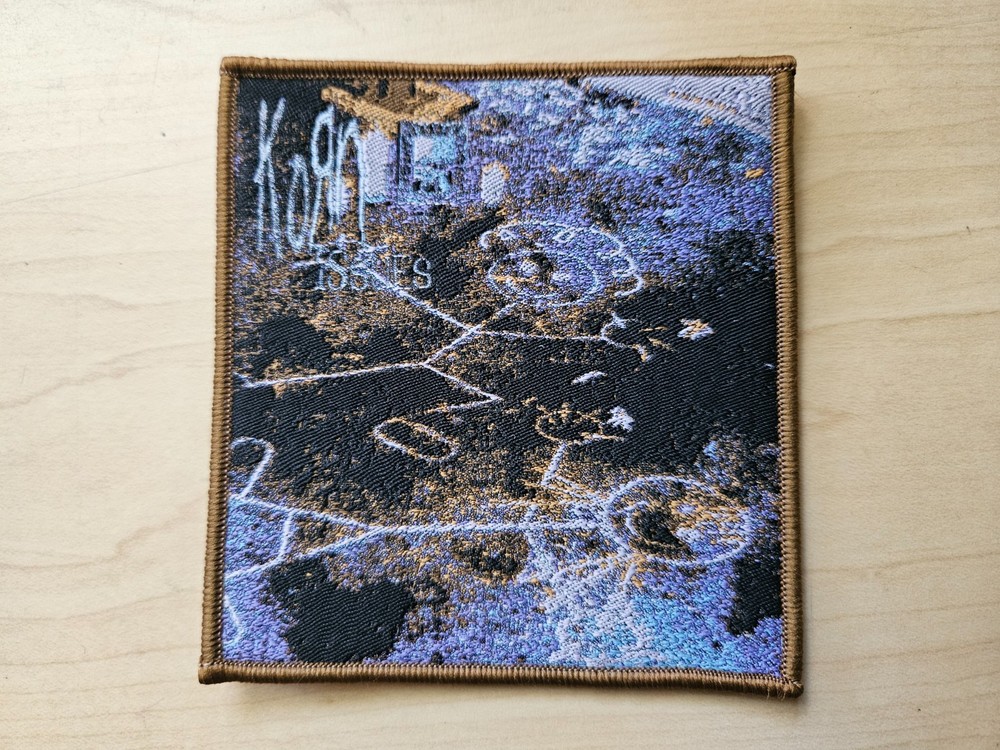 KORN, ISSUES, SEW ON BROWN BORDER WOVEN PATCH