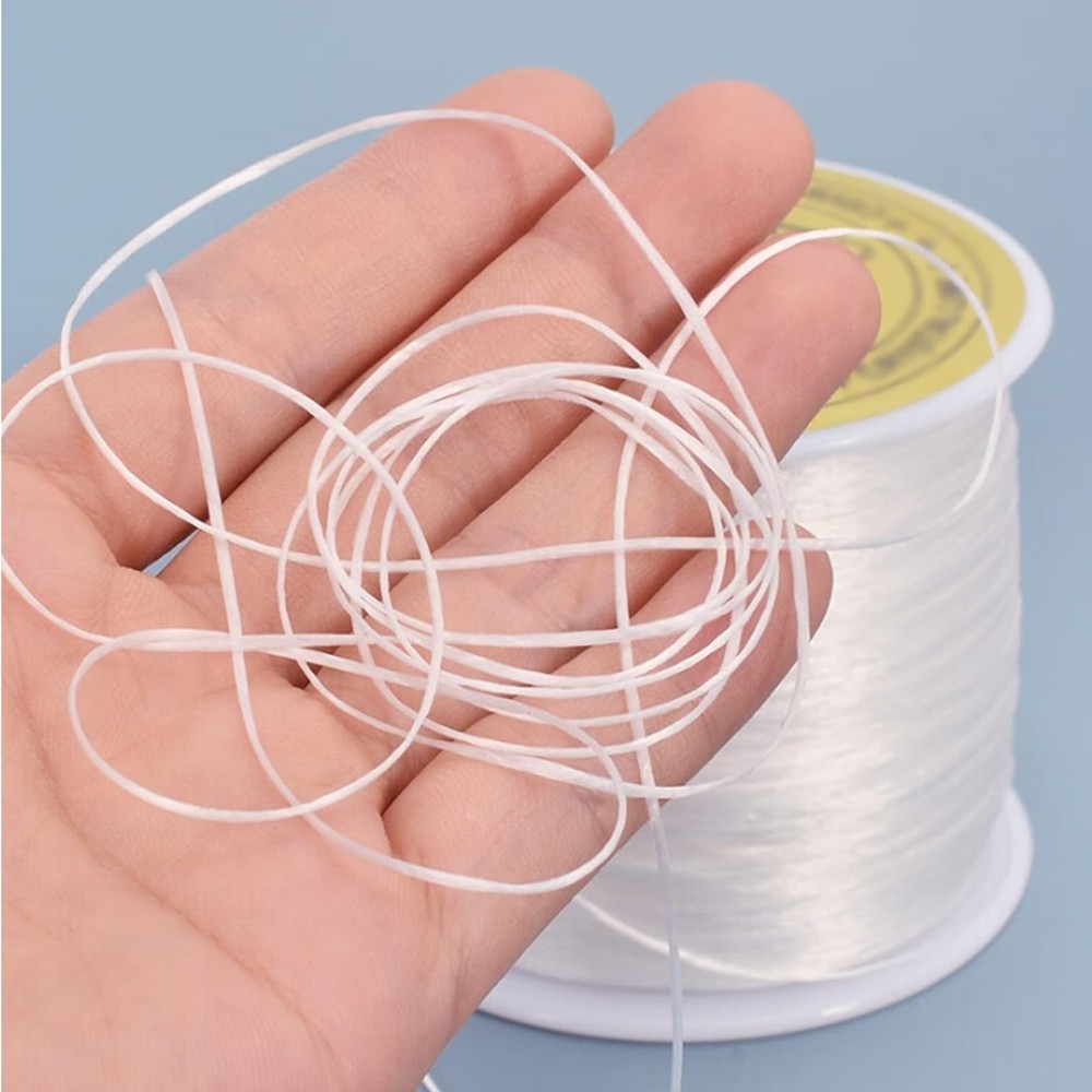 Bracelet String，1mm Elastic String Crystal Stretch Bead Cord for Black