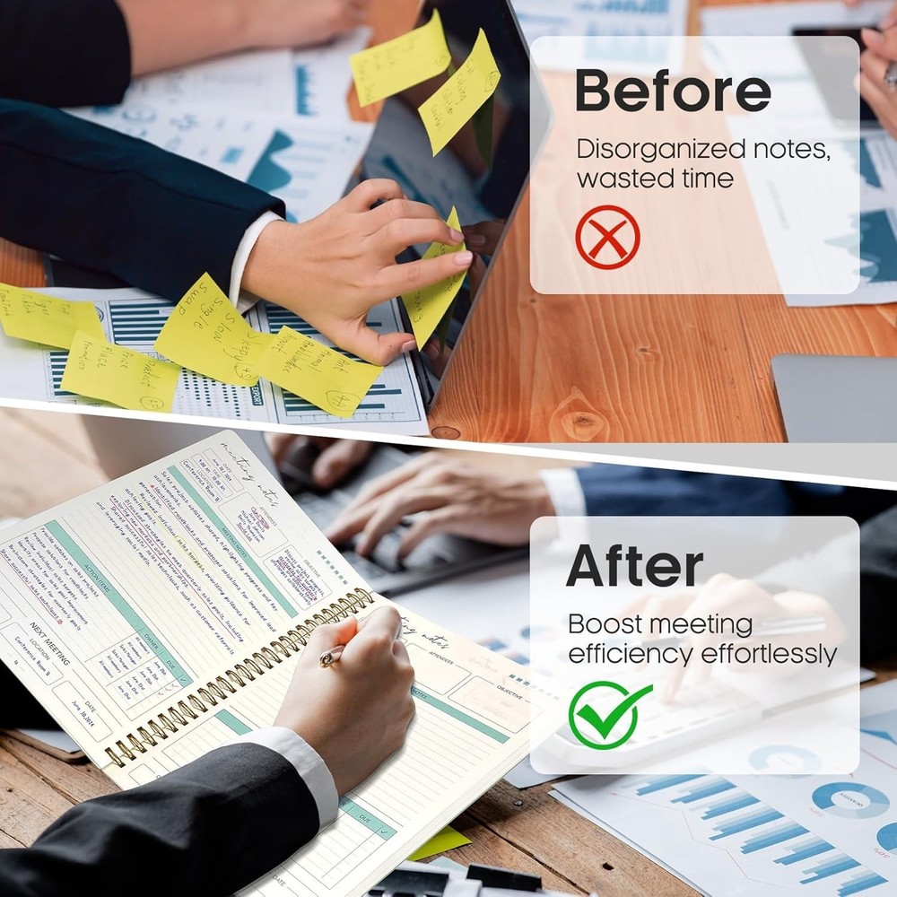 Meeting Notebook for Work Organization - Work notebook with action items, Mee...