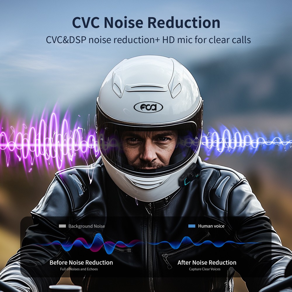 2X 1000M T1 Bluetooth Intercom Motorcycle Headset Helmet Intercom 2 Rider FM