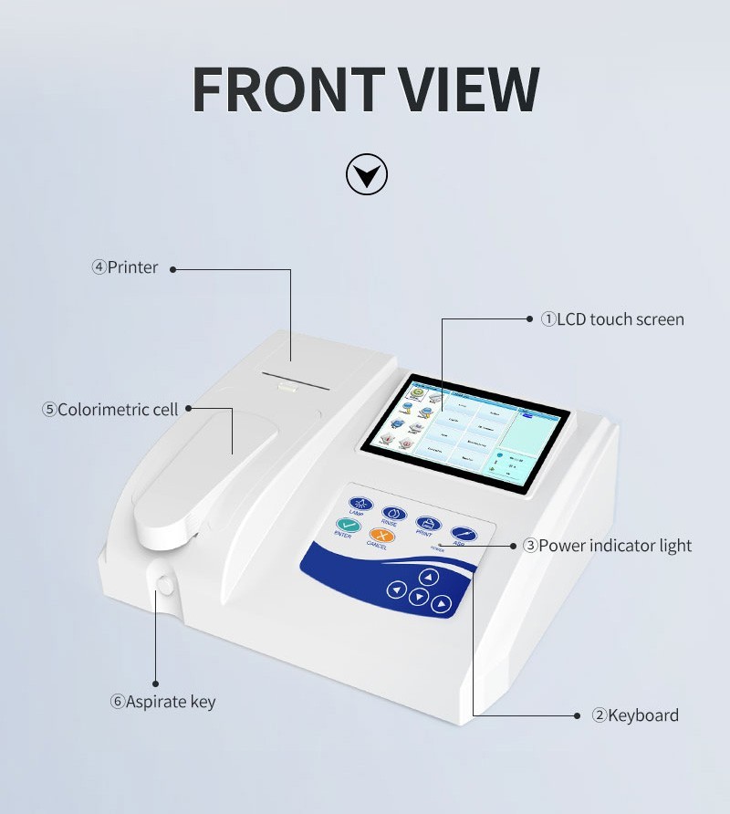 Touch Screen Semi-auto Biochemistry Analyzer analyzing blood fluid Printer