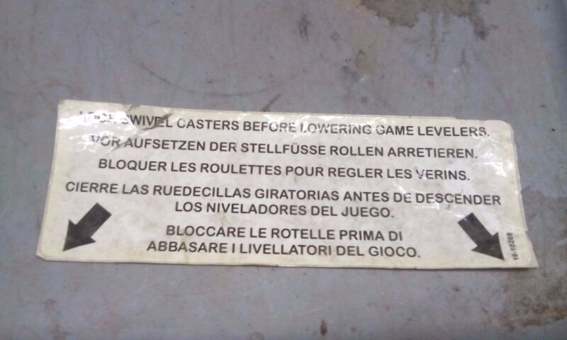 midway arcade warning sticker