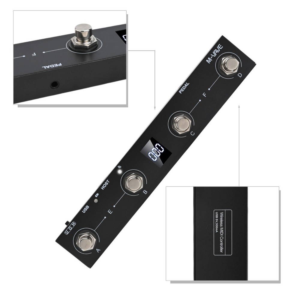 For Musicians For MVAVE For MIDI Footswitch Controller Rechargeable 4 Buttons