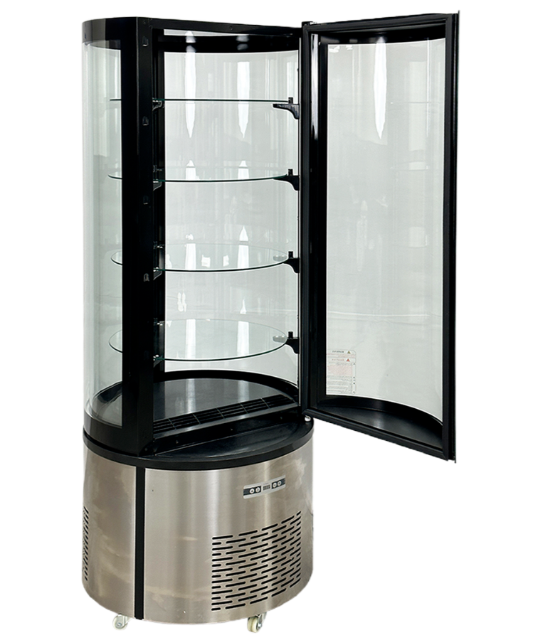 Curved Glass Refrigerator Bakery Display Case 70" H W/ LED